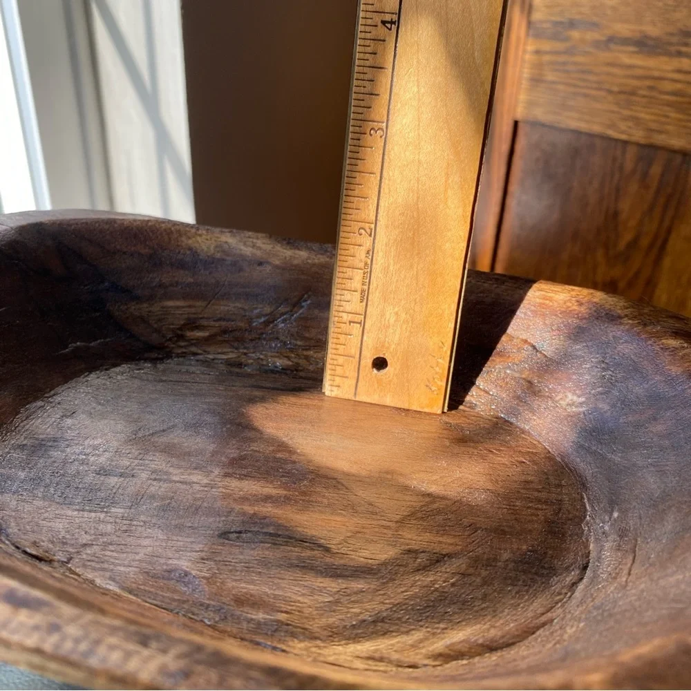 Vintage Rustic Brown Wooden Bowl EUC